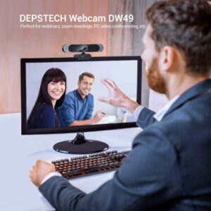 4K Webcam, DEPSTECH DW49 HD 8MP Sony Sensor Autofocus Webcam with Microphone, Privacy Cover and Tripod, Plug Play USB Computer Web Camera for Pro Streaming/Online Teaching/Video Calling/Zoom/Skype