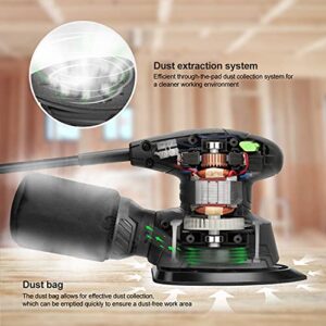 GALAX PRO Detail Sander, 1.1A Powerful Motor, 14000 OPM Compact Electric Sander with 16Pcs Sandpapers and Dust Bag, Soft Grip Handle for Comfortable Woodworking