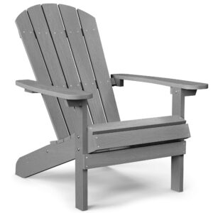 yefu adirondack chair plastic weather resistant, patio chairs, widely used in outdoor, fire pit, outside, garden, campfire chairs (grey)