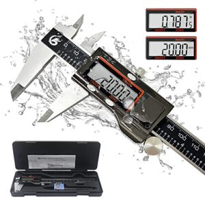 ketotek digital caliper measuring tool, ip54 waterproof stainless steel electronic vernier caliper 6 inch/150mm digital micrometer with large lcd screen