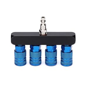 AIRTOON 4-Way Straight Air Manifold Splitter, Line Type Air Compressor Splitter with 4 Couplers and 1/4" MNPT Plug,1/4 Inch NPT Air Fittings