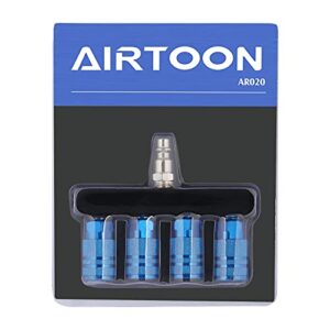 AIRTOON 4-Way Straight Air Manifold Splitter, Line Type Air Compressor Splitter with 4 Couplers and 1/4" MNPT Plug,1/4 Inch NPT Air Fittings