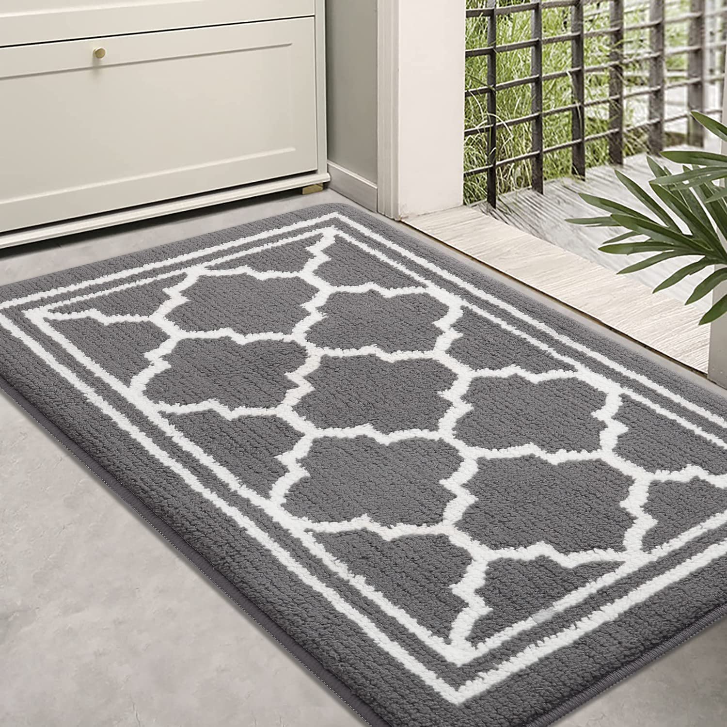 Buganda Indoor Door Mat, Resist Dirt and Absorbent Entrance Mat, Anti-Slip, Low Profile Inside Floor Mat Doormat for Entryway (32x20 inches, Grey)