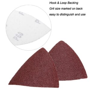 Triangle Sanding Pads Detail Sander Sandpaper for Oscillating 3-1/8 Inch Assorted Triangle Sandpaper 40/60/80/120/180/240 Grit Fit for Finishing Wood Sanding Plaster and Other Surfaces (100 Pack)