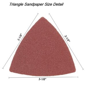 Triangle Sanding Pads Detail Sander Sandpaper for Oscillating 3-1/8 Inch Assorted Triangle Sandpaper 40/60/80/120/180/240 Grit Fit for Finishing Wood Sanding Plaster and Other Surfaces (100 Pack)