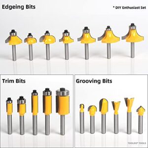 TOOLDO Router Bit Set 35 Pcs 1/4 inch Shank, Professional Router Bit Kit for DIY, Woodworking Project, High Grade