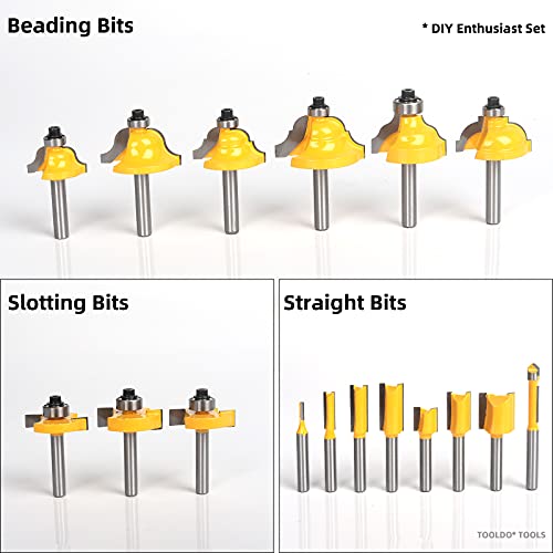 TOOLDO Router Bit Set 35 Pcs 1/4 inch Shank, Professional Router Bit Kit for DIY, Woodworking Project, High Grade