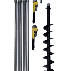 LIFE DOOR [with Instructions] Hole Well Digging Tool kit Length 2.36inch Auger Total Length 20.5feet (Extension can be Added) Made of Lightweight Steel Pipe