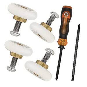 4 pcs shower door rollers&1pcs dual purpose telescopic screwdriver，roller diameter 19/23/25/27mm, for the bathroom pan glass sliding door pulleys/runners/wheels,stainless steel-4pcs (pulley 19mm)