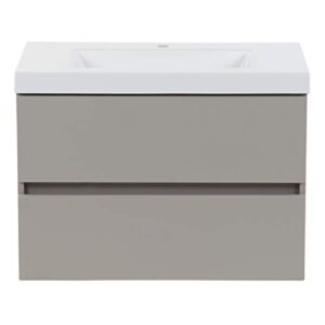 spring mill cabinets innes floating bathroom vanity with 2 drawers and white sink top, 30.5" w x 18.87" d x 22.25" h,grey