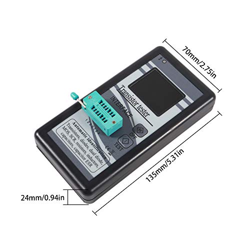 1PACK Transistor Tester,Mosfet Transistor Capacitor Tester, Mega328 NPN PNP Transistor Diode Resistor Inductor Capacitance MOS SCR ESR Meter Automatic Checker Detector(not Included DC9V Battery)