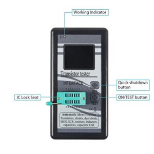 1PACK Transistor Tester,Mosfet Transistor Capacitor Tester, Mega328 NPN PNP Transistor Diode Resistor Inductor Capacitance MOS SCR ESR Meter Automatic Checker Detector(not Included DC9V Battery)