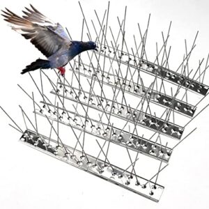 gebot bird spikes for small birds,bird deterrent spikes stainless steel pigeon spikes for fence roof mailbox window (4ft 4 strips(uninstalled spikes))