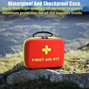 Emergency First Aid Kit for Home - 220 Pieces First Aid Supplies Home Emergency Kit - Lightweight & Compact First Aid Kit with EVA Case - Best for Hiking Camping Travel Car Backpacking School Office