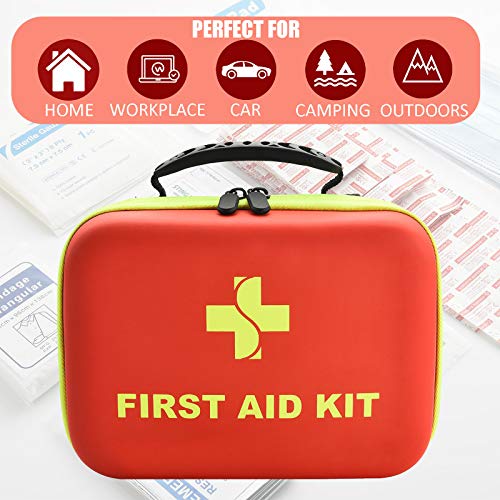 Emergency First Aid Kit for Home - 220 Pieces First Aid Supplies Home Emergency Kit - Lightweight & Compact First Aid Kit with EVA Case - Best for Hiking Camping Travel Car Backpacking School Office