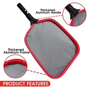 TidyMister Pool Leaf Skimmer Swimming Pool Net Leaf Rake with Strong Aluminum Frame Fine Mesh Detachable Pool Cleaning Tool