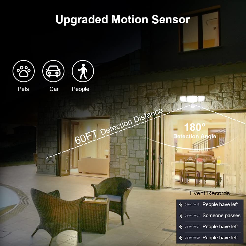 USTELLAR Smart LED Security Light Motion Sensor Outdoor 50W 5500lm Tunable White 2700K-6500K WiFi Exterior Flood Light Waterproof Floodlight Alexa/Google Outside Spotlight for Backyard House Patio