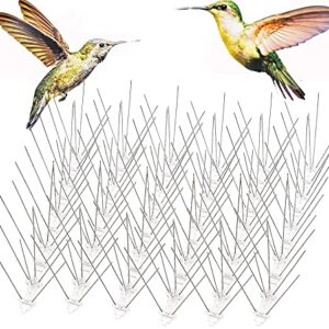 GeBot Bird Spikes for Small Birds, Bird Deterrent Spikes Stainless Steel Pigeon Spikes for Fence Roof Mailbox Window (3.3Ft 4 Strips(Uninstalled Spikes))