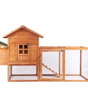 Chicken Coop Outdoor Wooden Rabbit Hutch Poultry House with Chicken Run Cage, Egg Box & Waterproof Roof (80")