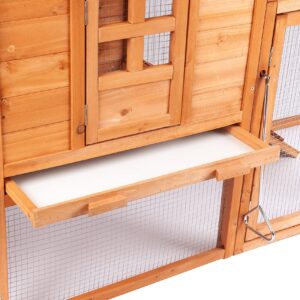 Chicken Coop Outdoor Wooden Rabbit Hutch Poultry House with Chicken Run Cage, Egg Box & Waterproof Roof (80")