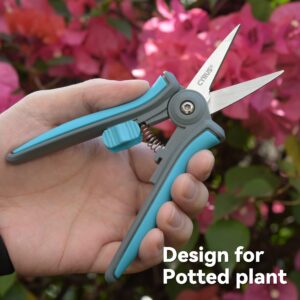 6” Gardening Scissors Hand Pruner Pruning Shear with Straight Stainless Steel Blades Trimming Hand Pruner