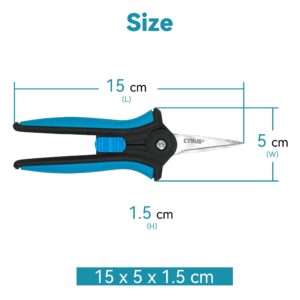 6” Gardening Scissors Hand Pruner Pruning Shear with Straight Stainless Steel Blades Trimming Hand Pruner