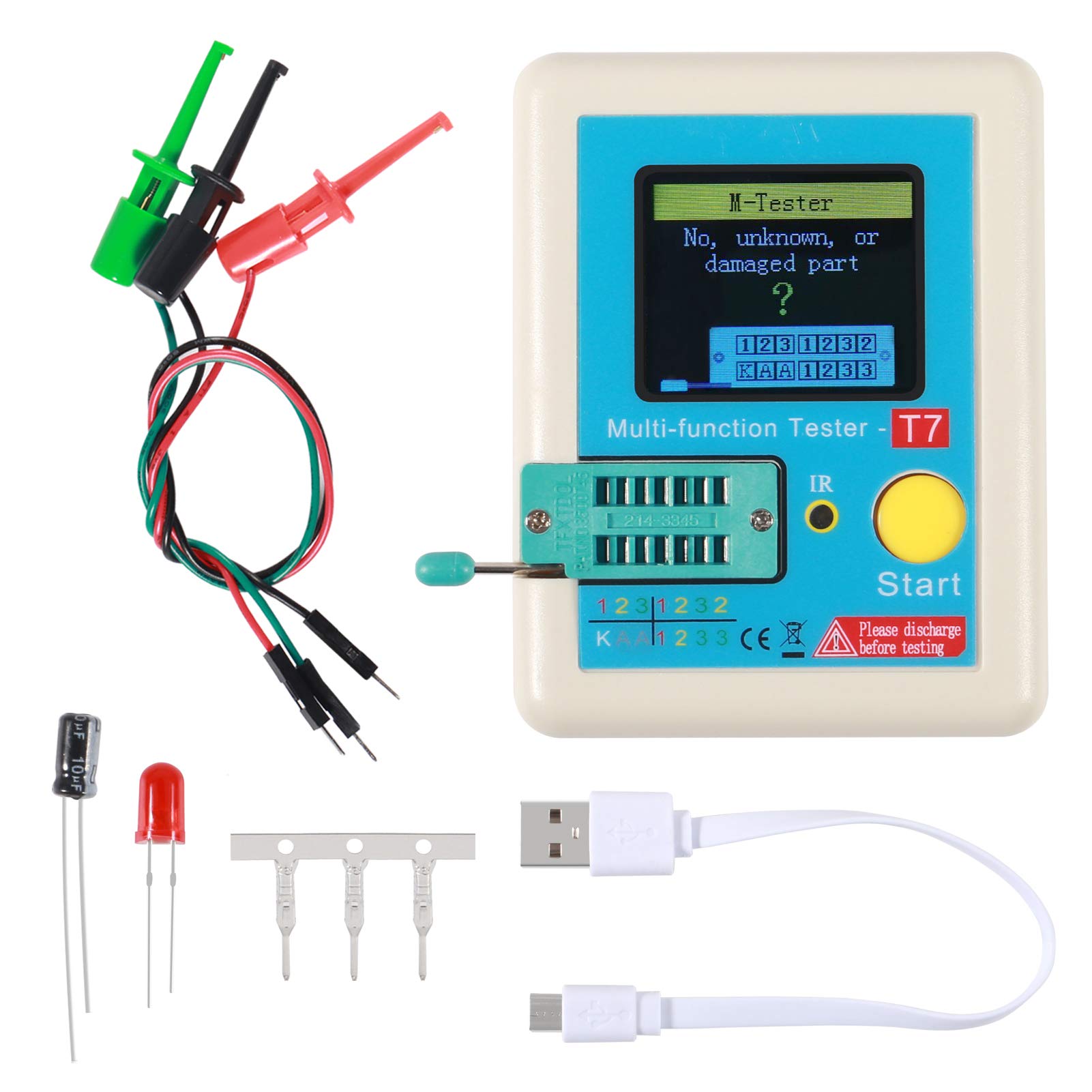 LCR-T7 Transistor Tester TFT Diode Triode Capacitance Meter LCR ESR Meter for Measuring Triodes Diodes Resistors Capacitors, Inductors, Thyristors