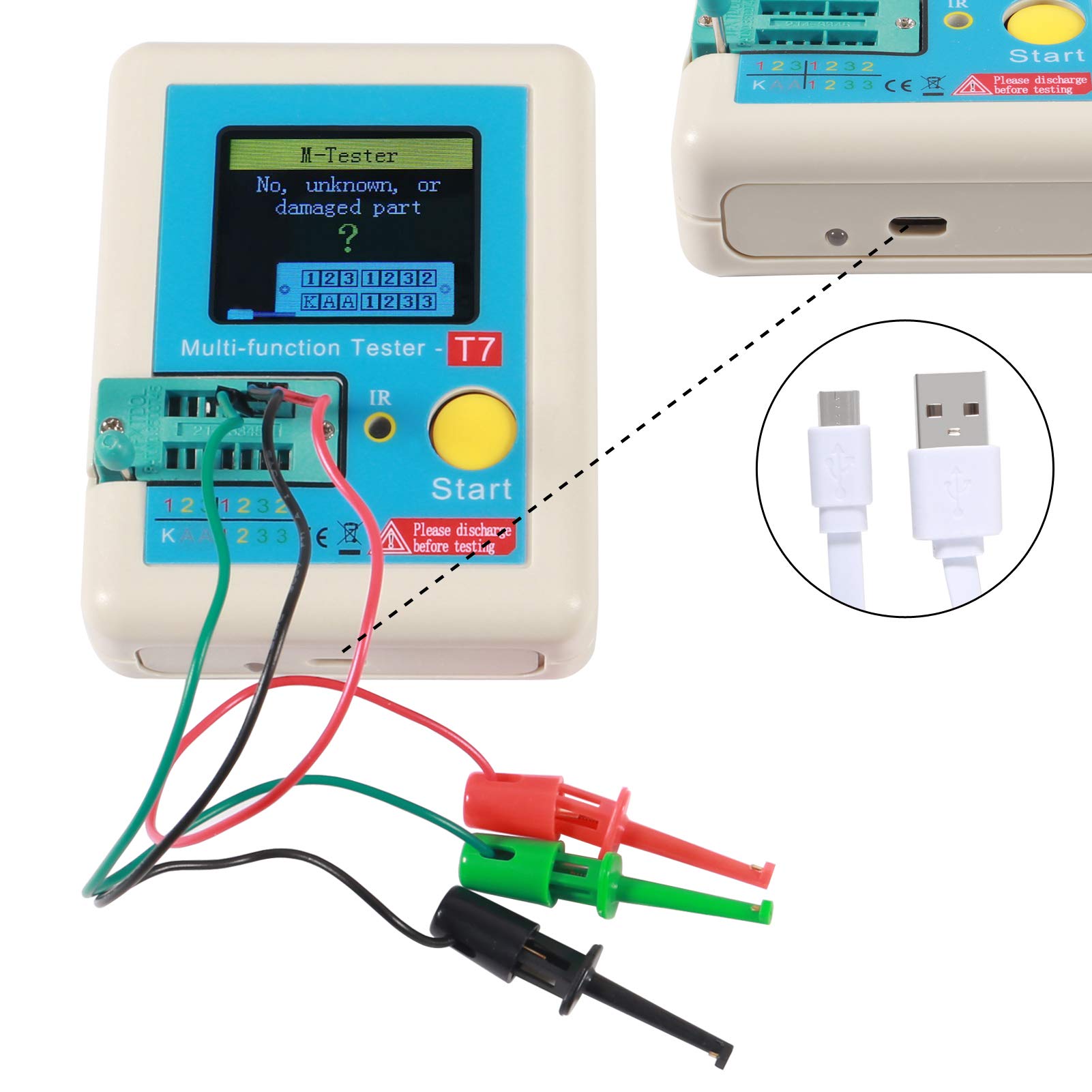 LCR-T7 Transistor Tester TFT Diode Triode Capacitance Meter LCR ESR Meter for Measuring Triodes Diodes Resistors Capacitors, Inductors, Thyristors