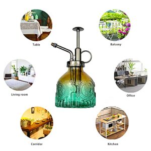 REFFU Plant Mister Spray Bottle 6.3 Inches Tall Vintage Plant Spray Bottle, Plant Sprayer Mister,Plant Spritzer, Watering Can with Top Pump for Indoor House Plants (Brown-Green Gradient)