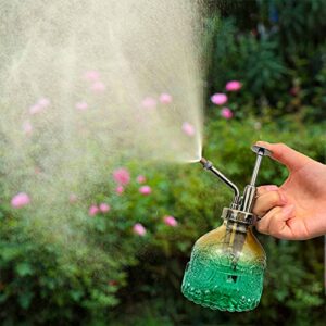 REFFU Plant Mister Spray Bottle 6.3 Inches Tall Vintage Plant Spray Bottle, Plant Sprayer Mister,Plant Spritzer, Watering Can with Top Pump for Indoor House Plants (Brown-Green Gradient)