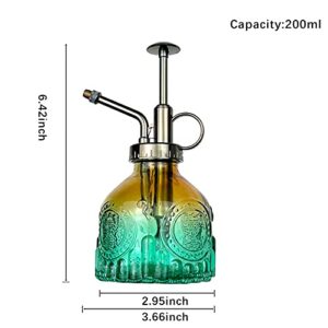 REFFU Plant Mister Spray Bottle 6.3 Inches Tall Vintage Plant Spray Bottle, Plant Sprayer Mister,Plant Spritzer, Watering Can with Top Pump for Indoor House Plants (Brown-Green Gradient)