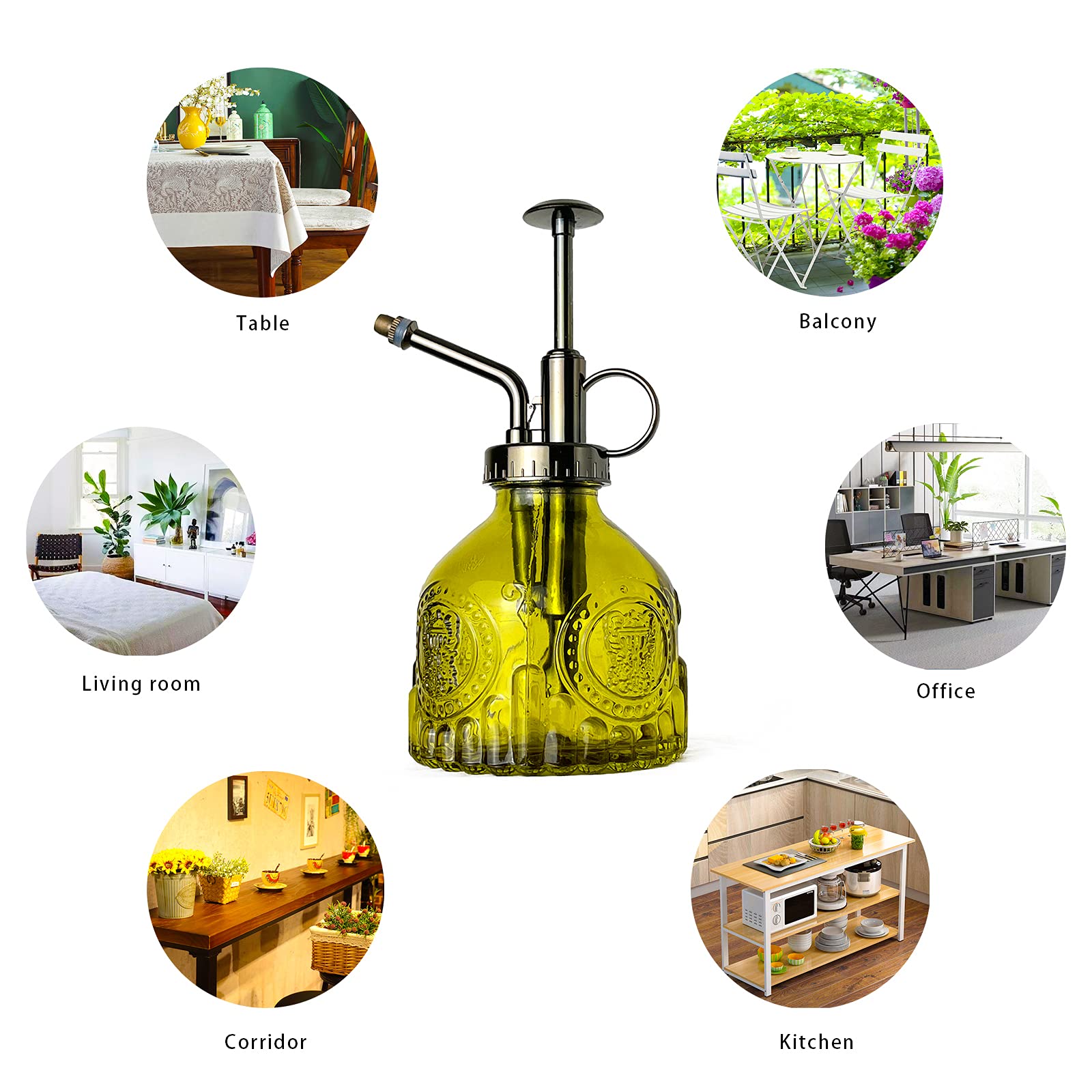 REFFU Plant Mister Spray Bottle 6.3 Inches Tall Vintage Plant Spray Bottle, Plant Sprayer Mister,Plant Spritzer, Watering Can with Top Pump for Indoor House Plants, Garden,Cleaning (Yellow)