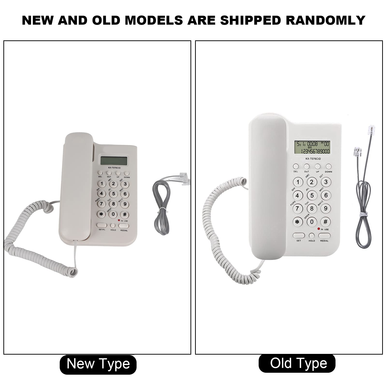 Landline Telephone, Home Hotel Wired Desktop Wall Phone Office ABS Landline Telephone with FSK/DTMF Dual System Telephone Line Power Supply for Home Hotel School Office(White)