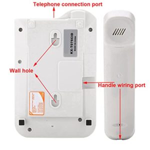 Landline Telephone, Home Hotel Wired Desktop Wall Phone Office ABS Landline Telephone with FSK/DTMF Dual System Telephone Line Power Supply for Home Hotel School Office(White)