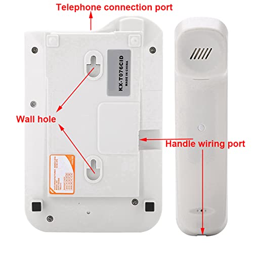 Landline Telephone, Home Hotel Wired Desktop Wall Phone Office ABS Landline Telephone with FSK/DTMF Dual System Telephone Line Power Supply for Home Hotel School Office(White)