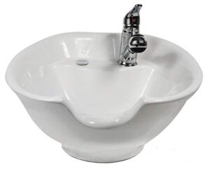 933 white tilting ceramic porcelain salon or barber shampoo bowl w/faucet & assembly + free ys park shark clips