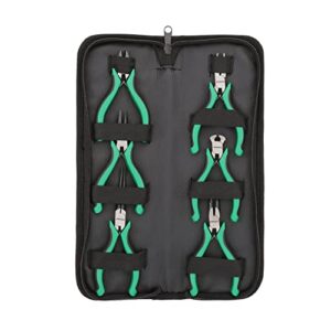 Amazon Brand - Denali 6-Piece Mini Pliers Set with Comfort Grip and Organizer Leather Storage Bag