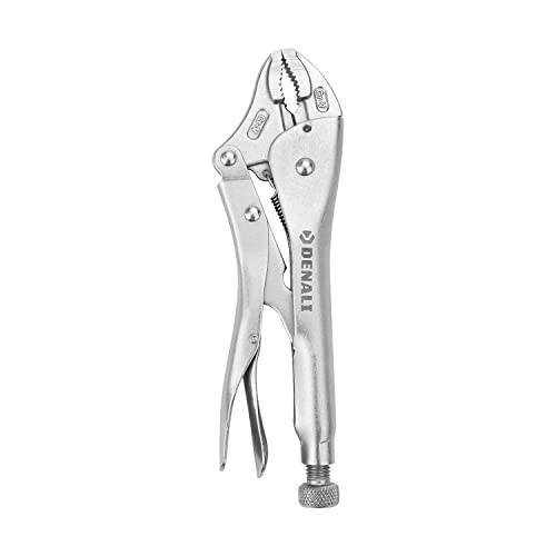 Amazon Brand - Denali 10-Inch, Locking Pliers with Wire Cutter and Curved Jaw, Silver