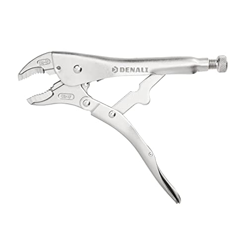 Amazon Brand - Denali 10-Inch, Locking Pliers with Wire Cutter and Curved Jaw, Silver