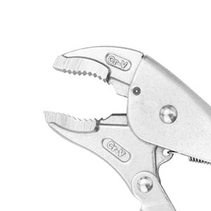 Amazon Brand - Denali 10-Inch, Locking Pliers with Wire Cutter and Curved Jaw, Silver