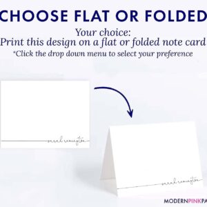 Elegant Personalized Stationery for Women, Personalized FLAT OR FOLDED Note Cards with Envelopes, Script Style, Your Choice of Colors and Quantity