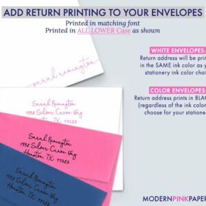 Elegant Personalized Stationery for Women, Personalized FLAT OR FOLDED Note Cards with Envelopes, Script Style, Your Choice of Colors and Quantity