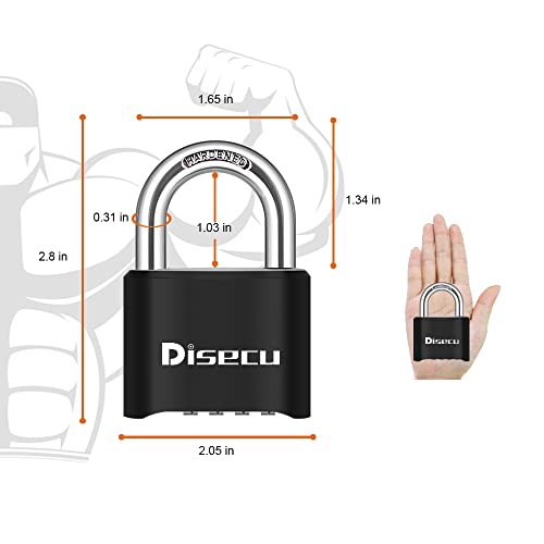 Disecu 2 Pack 4 Digit Heavy Duty Combination Lock Outdoor Waterproof Padlock for School Gym Locker, Sports Locker, Fence, Toolbox, Gate, Case, Hasp Storage (Black)