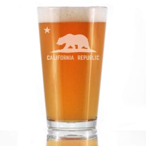 california flag pint glass for beer - state themed drinking decor and gifts for californian women & men - 16 oz glasses