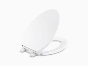 kohler 24495-a-0 border readylatch elongated toilet seat, quiet-close lid and seat, grip-tight bumpers and installation hardware, white