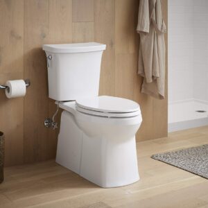 KOHLER 24495-A-0 Border ReadyLatch Elongated Toilet Seat, Quiet-Close Lid and Seat, Grip-Tight Bumpers and Installation Hardware, White