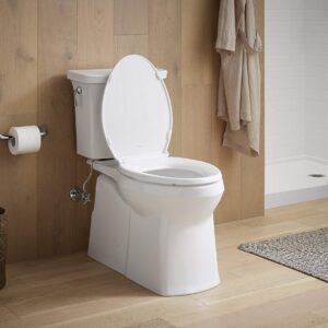 KOHLER 24495-A-0 Border ReadyLatch Elongated Toilet Seat, Quiet-Close Lid and Seat, Grip-Tight Bumpers and Installation Hardware, White