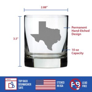 Texas State Outline - Whiskey Rocks Glass - State Themed Drinking Decor and Gifts for Texan Women & Men - 10.25 Ounce