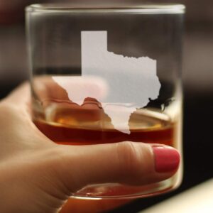 Texas State Outline - Whiskey Rocks Glass - State Themed Drinking Decor and Gifts for Texan Women & Men - 10.25 Ounce
