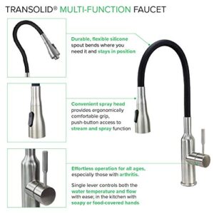 Transolid PF7509A Kitchen/Laundry Faucet with Dual Spray and Flex Neck in Black